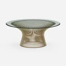 Coffee table by Warren Platner, 1966, chrome-plated steel, glass, sold Aug 2023