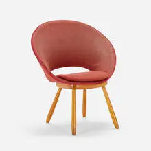Chair by Dot Dot Dot, c. 1950, upholstery, beech, sold Aug 2023
