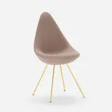 Drop chair, model no. 3110 (60th Anniversary Edition) by Arne Jacobsen, 1958 / 2018, upholstery, 23k gold plated steel, sold Aug 2023
