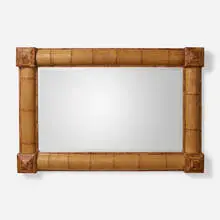 Wall mirror by Modern, 2000, beveled mirrored glass, bamboo, sold Aug 2023
