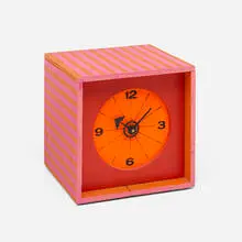 Colortime clock by Charles Chaney, 1967, painted wood, enameled aluminum, sold Aug 2023