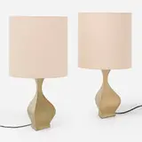 Table lamps, pair by A. Tonello and A. Montagna Grillo, c. 1975, brass, silk, sold Aug 2023