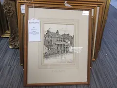 The Adam and Eve, Wine and Spirit Merchant, on the Thames at Chelsea by Walter Greaves, pen and ink, sold Feb 2015