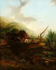 The watermill by Frederick William 'Waters' Watts, oil on canvas, sold Feb 2015