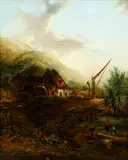 Frederick William 'Waters' Watts, The watermill, oil on canvas
