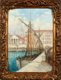 'The Port at Nice' by Violet Rawlins, oil on canvas, offered Feb 2015