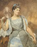 Portrait of a lady in blue by Ri Roi Henry John Stock, watercolour, sold Feb 2015