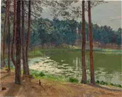 Märkischer See by Paul Vorgang, Öl auf Leinwand, auf Karton aufgezogen, sold Jun 2019