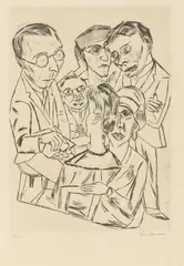Der Zeichner in Gesellschaft by Max Beckmann, 1922, Radierung auf Velin, sold Dec 2018