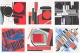 6 Serigrafien by Günter Fruhtrunk, 1971, Original-Leinenkassette, typografisch bedruckt, mit 6 Farbserigrafien, jeweils auf Papier und auf festes Papier montiert, sold Dec 2018