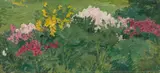 Sommerliche Blumenstauden by Franz Skarbina, 1910, Öl auf Malpappe, sold Dec 2018
