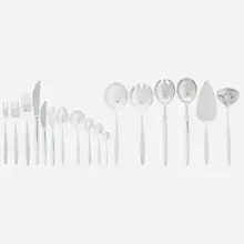 100-piece sterling silver five-piece flatware set for twelve in the Cypress pattern by Tias Eckhoff, Norway, sold Jan 2018