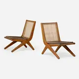 Pair of lounge chairs for faculty use at Chandigarh by attribution Le Corbusier, France, sold Jan 2018