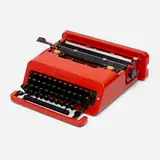 Valentine typewriter by Ettore Sottsass, 1969, plastic, enameled steel, metal, rubber, sold Aug 2023