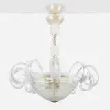 Chandelier by Seguso Gianni, c. 1990, glass, enameled steel, brass-plated steel, sold Aug 2023