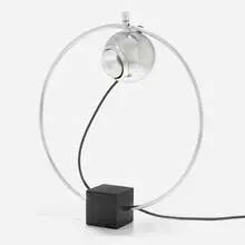 Table lamp by attribution Robert Sonneman, c. 1965, chrome-plated steel, crackle-lacquered steel, sold Aug 2023
