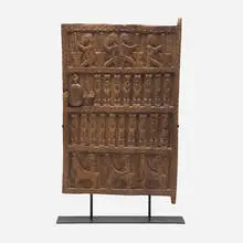 Dogon granary door by African, carved wood, sold Aug 2023