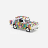 Trabant model car by Thierry Noir, c. 1995, enameled pot-metal, plastic, rubber, sold Aug 2023