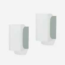 Wall sconces model 50/092, pair by Lisa Johansson-Pape, 1950, acrylic, enameled steel, sold Aug 2023