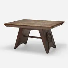 Dining table by Charles Dudouyt, c. 1940, oak, sold Aug 2023