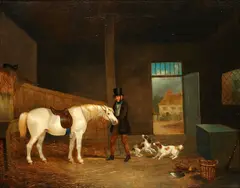 In the stable by Augustus S. Boult, oil on canvas, sold Feb 2015