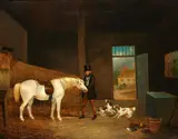 In the stable by Augustus S. Boult, oil on canvas, sold Feb 2015