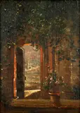 Garden Scene by Thomas Churchyard, oil on panel, sold Feb 2015