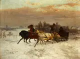 A troika sledge on the snows by Fritz van der Venne, oil on canvas, sold Feb 2015
