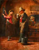 'The Addition' - will I chalk it up Pat? by William J Morrisey Perry, oil on canvas, sold Feb 2015