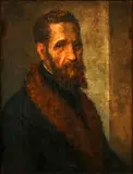 A self portrait, bust length by called Michelangelo Michelangelo Buonarroti, In a good deeply carved giltwood Italian style frame of circa 1900, sold Feb 2015