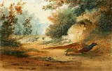 A sportsman and dog in a landscape, shower approaching by Newton Smith Fielding, sold Feb 2015