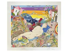 Landscape with a female nude by Luca Alinari, lithograph, offered Oct 2026