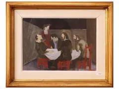 Characters in an interior by Renzo Grazzini, oil on panel, offered Oct 2026