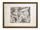 Mino Maccari, Compositions with figures, an engrraving and a mixed media on cardboard