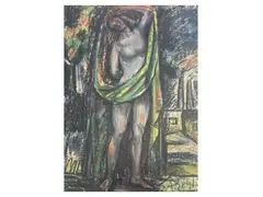 Female nude by Antonio Berti, mixed media on cardboard, offered Oct 2026