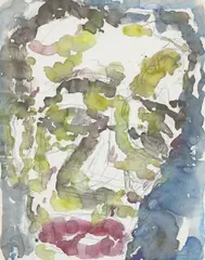 Kopf by Marwan, 1985, Aquarell über Bleistift auf Bütten, sold Jun 2018