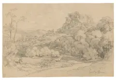 Rocca di Papa by Carl Ludwig Kaaz, Kreide, ganz leicht weiß gehöht, auf braunem Papier, sold May 2017