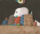 Kopf by Karl Korab, 1975, Gouache, Kohle und Collage auf Velin, sold Nov 2015