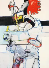 Ohne Titel by Werner Berges, 1965, Acryl und farbige Wachskreiden über Bleistift auf Karton, sold May 2014