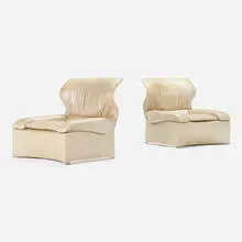 Vela Alta lounge chairs, pair by Giovanni Offredi, 1971, leather upholstery, sold Aug 2023