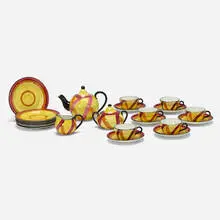 Tea service for six by Eva Zeisel, c. 1930, glazed porcelain, sold Aug 2023