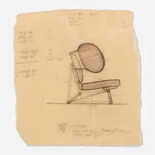Sketch by Wendell Lovett, c. 1955, pencil, colored pencil on tracing paper, sold Aug 2023