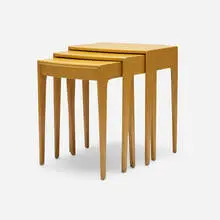 Nesting tables model 312-G, set of three by Heywood-Wakefield, c. 1955, maple, sold Aug 2023