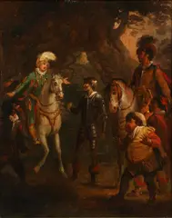 Don Quixote and Sancho Panza by Edward Bird, oil on panel, offered Feb 2015