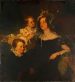 Portrait of a lady with her children, said to be Clare Streatfield by Frederick Richard Say, oil on canvas, sold Feb 2015