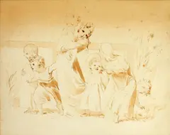 Portrait of the seven Angerstein children by Samuel De Wilde, pen, sepia ink and wash, sold Feb 2015