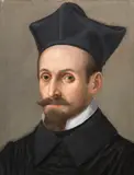 Portrait of a cleric, bust-length, in black robes by Daniele Crespi, oil on canvas, sold Feb 2015