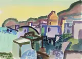 Bucht von San Francesco in Forio auf Ischia by Eduard Bargheer, 1942, Aquarell über Bleistift auf Bütten, sold May 2014