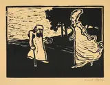 Prinzess und Bettler by Emil Nolde, 1906, Holzschnitt auf bräunlichem Bütten, sold Nov 2009