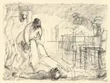 Mordszene by George Grosz, 1912, Kohle auf Papier, sold Nov 2009